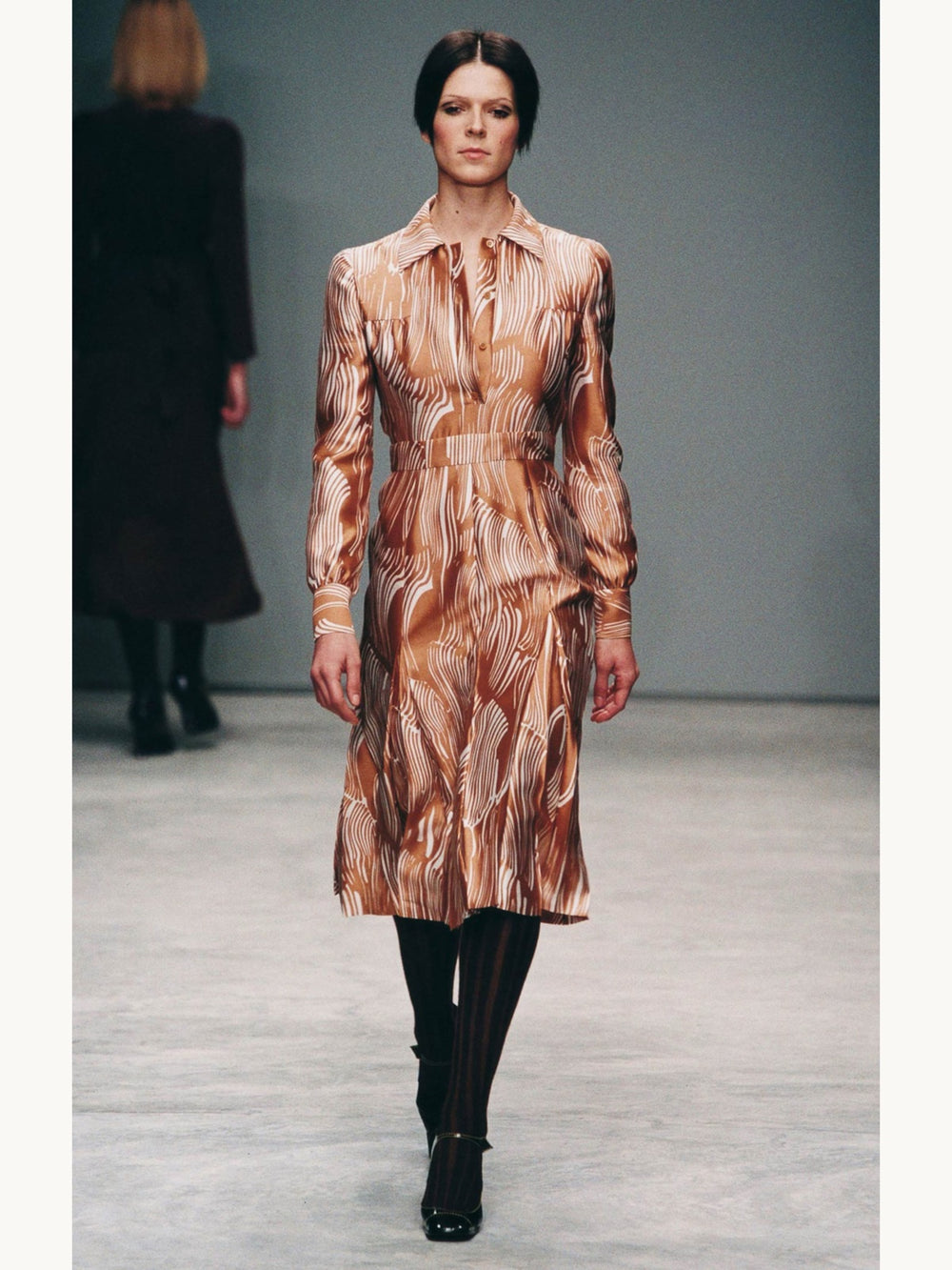 Prada Fall 2001 Organic Flora Wavy Print Silk Skirt