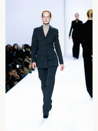 Calvin Klein Collection Fall 1996 Pinstripe Charcoal Grey Wool Suit | Vintage 1990s