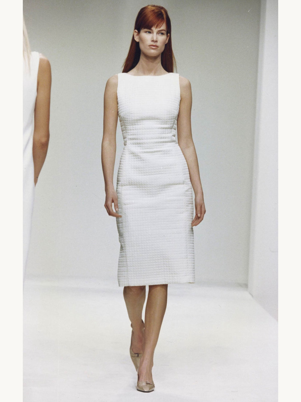 Prada Fall 1995 White Quilted Nylon Sheath Dress