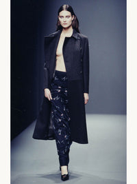 Prada Fall 1997 Black Floral Print Silk Skirt