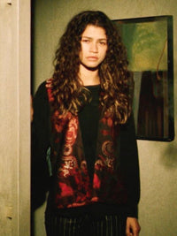 Jean Paul Gaultier Fall 1994 Red Mythical Creatures Print Silk Kimono Vest