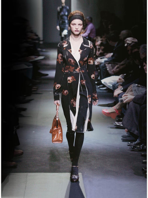 Prada Fall 2005 Floral Drape Front Silk Dress