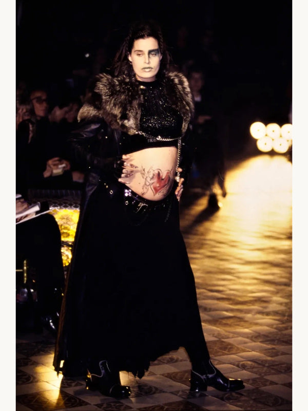 Jean Paul Gaultier Fall 1995 Sequin Circuit Board Crop Sweater Top