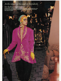 Rifat Ozbek Spring 1987 Turkish Moon and Star Embroidered Taffeta Turquoise Jacket