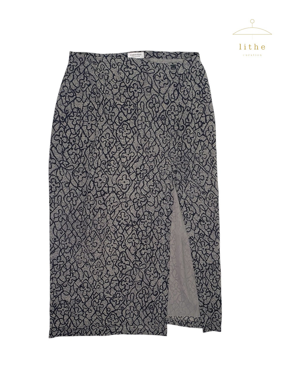 Calvin Klein Spring 1993 Organic Print Silk Skirt