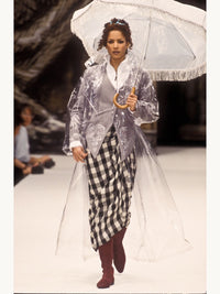 Rifat Ozbek Fall 1993 Black and White Gingham Wrap Midi Skirt
