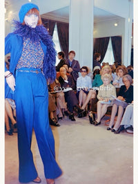 Yves Saint Laurent Spring 1973 Blue and Yellow Abstract Print Pleated Skirt