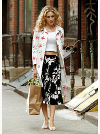 Prada Spring 2001 Red Carnation Print Pencil Skirt
