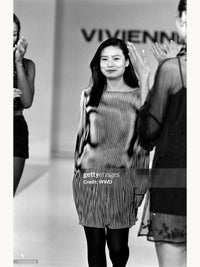 Vivienne Tam Spring 1994 Pleated Tromp L'oeil Illusion Babydoll Mini Dress