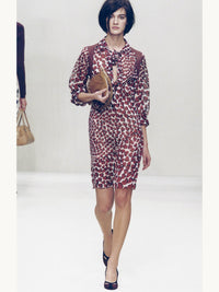 Prada Spring 2000 Red Hearts Print Silk Chiffon Skirt