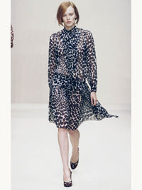 Prada Spring 2000 Red Hearts Print Silk Chiffon Skirt
