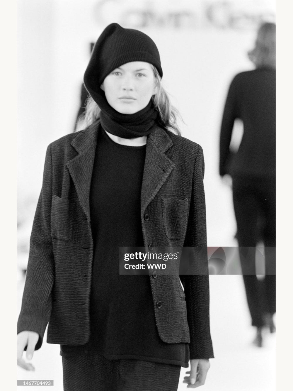Calvin Klein Collection Fall 1993 Black Textured Wool 'Cardigan' Jacket | Vintage