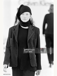 Calvin Klein Collection Fall 1993 Black Textured Wool 'Cardigan' Jacket | Vintage