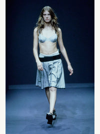 Prada Spring 1999 Pleated Linen Cotton 'PRADA' Strip Skirt