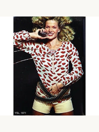Prada Spring 2000 Red Lips Print Pleated Silk Skirt