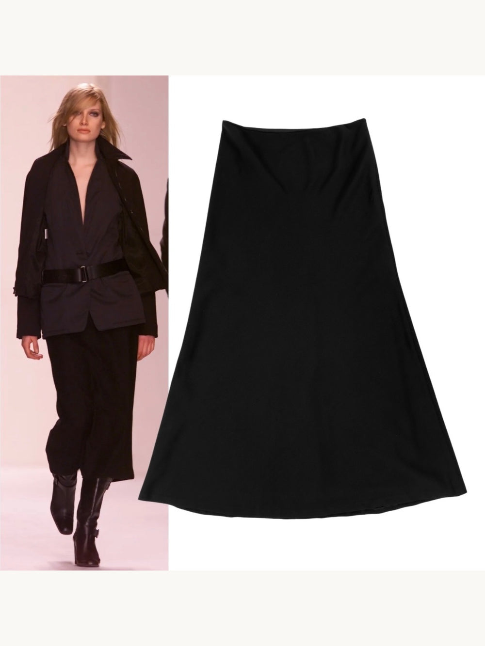 Calvin Klein Collection Fall 2001 Black Wool Maxi Skirt