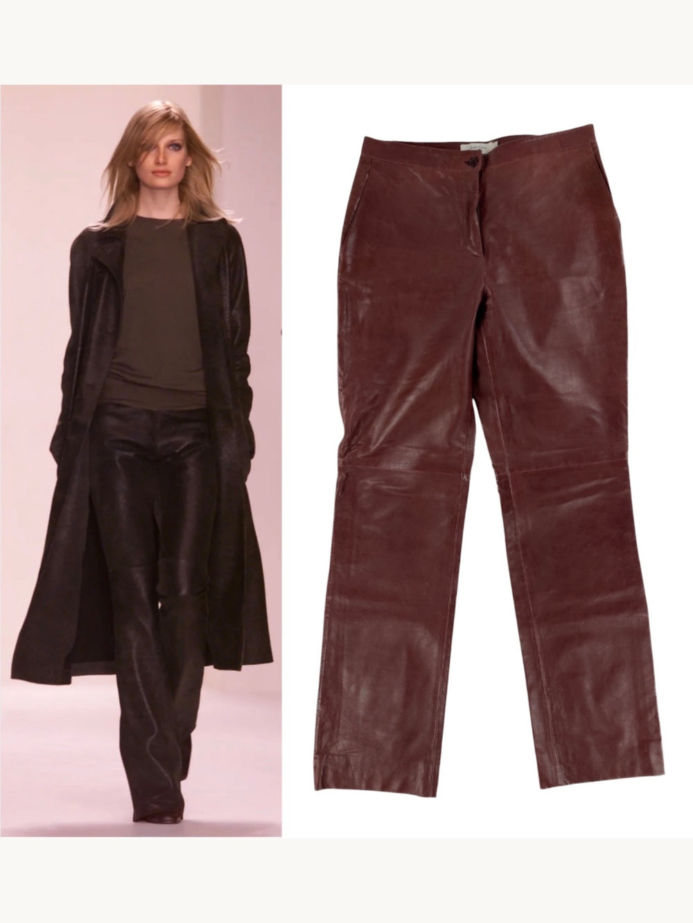 Calvin Klein Collection Fall 2001 Red Calfskin Leather Pants