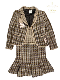 Moschino Fall 2004 Tweed Suit & Bag Ensemble