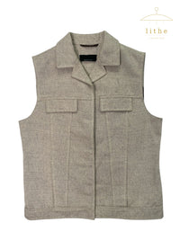 Prada Spring 1999 Boxy Grey Cotton & Linen Vest