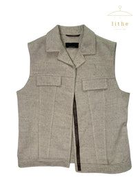 Prada Spring 1999 Boxy Grey Cotton & Linen Vest