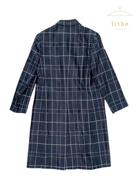Prada Fall 1997 Navy Silk Grid Coat