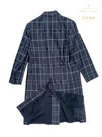 Prada Fall 1997 Navy Silk Grid Coat
