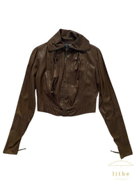 Jean Paul Gaultier Fall 1995 Brown Cropped Accordion Pleated Jacket