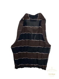 Prada Fall 2000 Black Brown Striped Silk Chiffon Crop Top