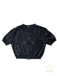 Jean Paul Gaultier Fall 1995 Sequin Circuit Board Crop Sweater Top