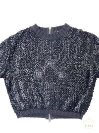 Jean Paul Gaultier Fall 1995 Sequin Circuit Board Crop Sweater Top