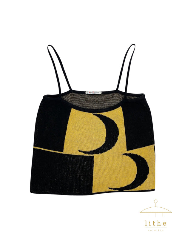 Yves Saint Laurent Spring 1979 Black and Yellow Moon Knit Crop Top