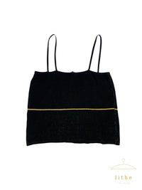 Yves Saint Laurent Spring 1979 Black and Yellow Moon Knit Crop Top