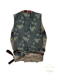 Jean Paul Gaultier Fall 1994 Red Mythical Creatures Print Silk Kimono Vest