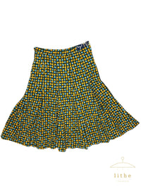 Yves Saint Laurent Spring 1973 Blue and Yellow Abstract Print Pleated Skirt