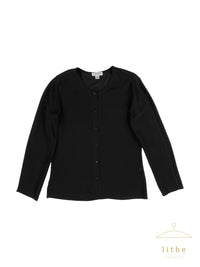 Calvin Klein Collection Spring 1993 Sheer Black Silk Button Cardigan Top