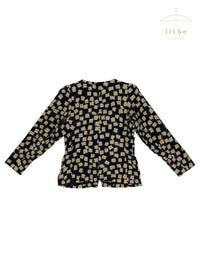 Yves Saint Laurent Spring 1994 Black & Beige Geometric Linen Jacket