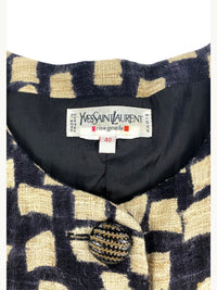 Yves Saint Laurent Spring 1994 Black & Beige Geometric Linen Jacket