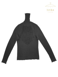 Jean Paul Gaultier Fall 1995 Grey Ruffle Front Wool Turtleneck Sweater