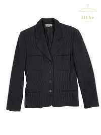 Calvin Klein Collection Fall 1993 Black Textured Wool 'Cardigan' Jacket | Vintage