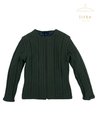 Prada Fall 1994 Green Wool Knit Zip Jacket w/ Padded Lining