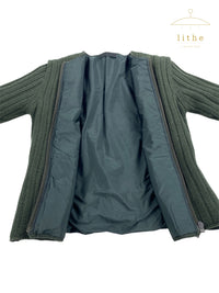 Prada Fall 1994 Green Wool Knit Zip Jacket w/ Padded Lining