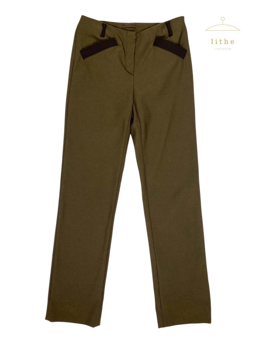 Prada Fall 1996 Contrast Olive Green Nylon Tech Pants