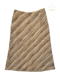 Prada Fall 2000 Neutral Browns Stripe Tweed Skirt