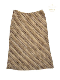 Prada Fall 2000 Neutral Browns Stripe Tweed Skirt