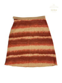 Prada Spring 2004 Brown & Red Stripe Silk Burlap Skirt