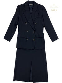 Calvin Klein Fall 1993 Black Pinstripe Skirt Suit