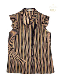 Prada Spring 2008 'Fairy' Orange & Pink Wavy Print Silk Top