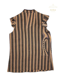 Prada Spring 2008 'Fairy' Orange & Pink Wavy Print Silk Top