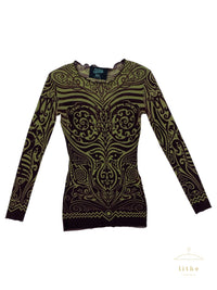 Jean Paul Gaultier Spring 1996 Cyberbaba Print Mesh Top