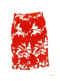 Prada Spring 2001 Red Carnation Print Pencil Skirt